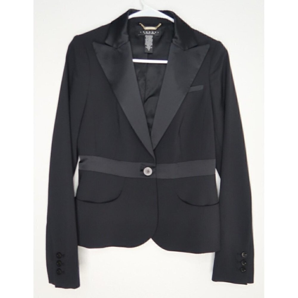 Laundry by Shelli Segal Crop Blazer Jacket Womens Size 4 Black Office Work